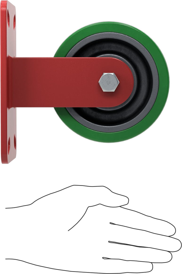 6-1/2" x 4-1/2" Plakalı Yüksek Kapasiteli Kingston Tekerlek, 5 inç Çapında Yeşil Poliüretan Tekerlekli Sert