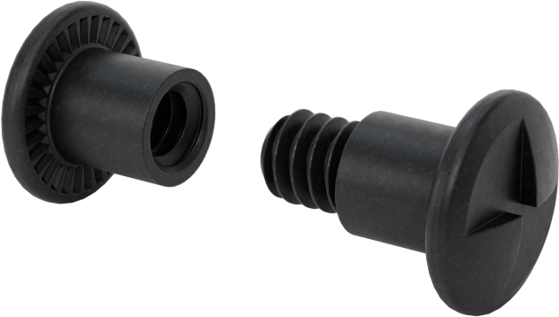 Kurcalamaya Dayanıklı Tek Yönlü Bağlantı Silindirleri ve Vidaları, Siyah Oksit Paslanmaz Çelik, 1/2" ila 5/8" Kalınlık için, 1/4" Uzunluğunda Namlu