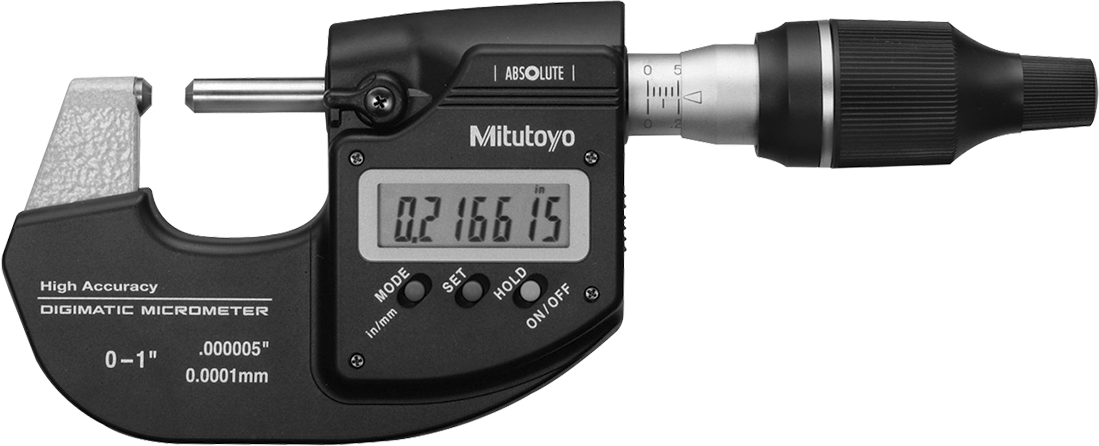 Yüksek Hassasiyetli Elektronik Dış Mikrometre, Mitutoyo 293-130, 0" ila 1" ve 0 mm ila 25.4 mm Aralık