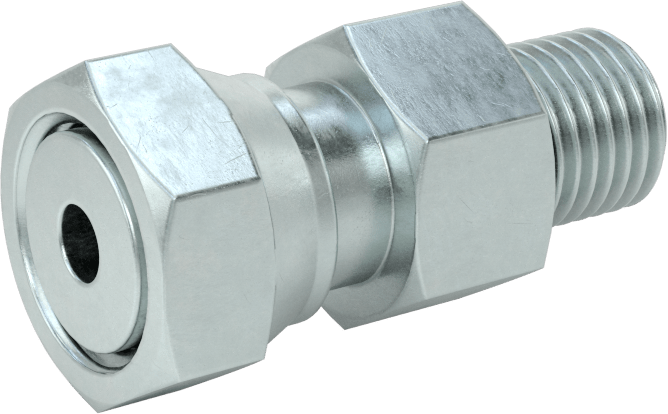 O-Ring Yüz Contalı Bağlantı Parçası, 1/4" Dış Çaplı Çelik Boru x 7/16"-20 Erkek için Döner Adaptör