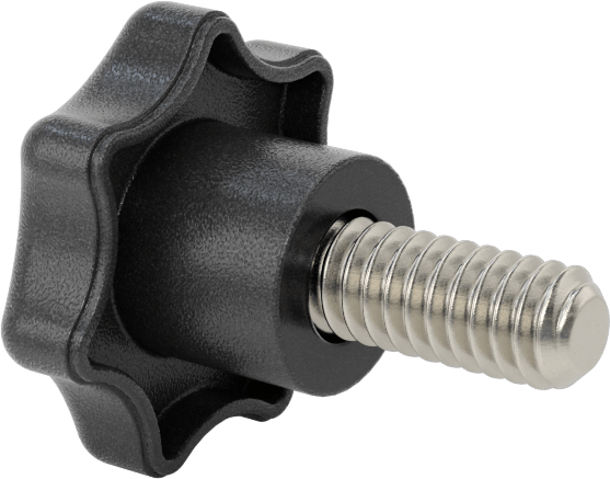 Naylon Yedi Kollu Topuz, 1/4"-20 Diş x 9/16" Uzunlukta Paslanmaz Çelik Saplama