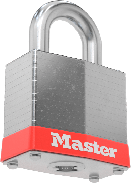 Lamine Çelik Gövdeli Kilitleme Asma Kilidi, Master Lock 3, #Sb730 Anahtarlı, Kırmızı Tamponlu