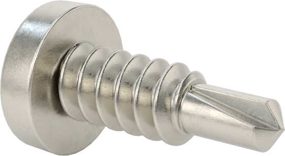 Metal için Phillips Yuvarlak Başlı Delme Vidaları, Yüksek Mukavemetli 410 Paslanmaz Çelik, 1/4" Boyut, 3/4" Uzunluk