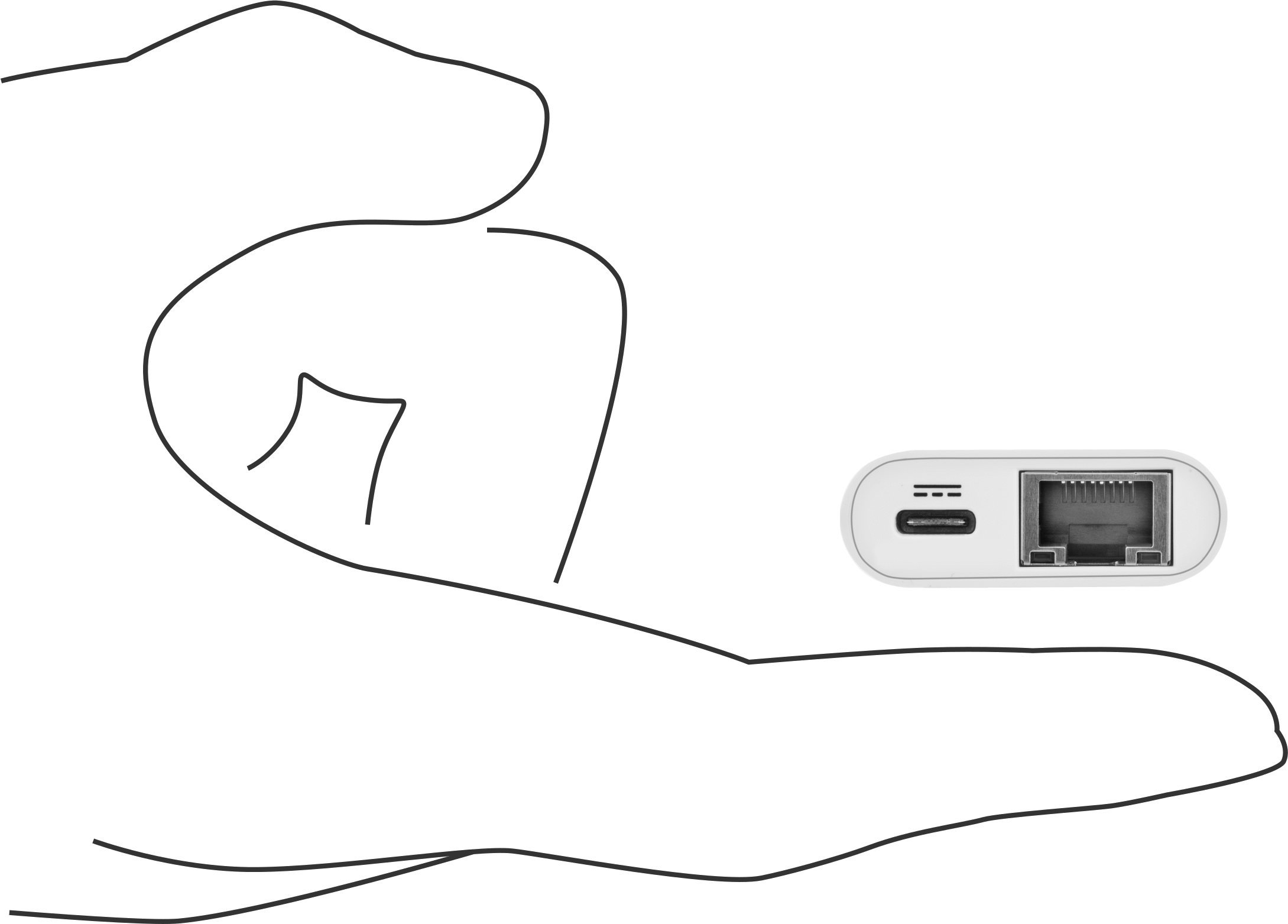 USB Adaptör Kablosu, C Fiş x C Soket/RJ45 Soket, 4-1/2" Uzunluk
