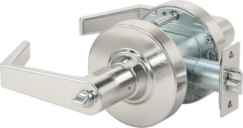 Schlage Alx Kapı Kolu, Anahtar ve Düğme Kilitleme, 2-3/4" Geri Çekme Mesafesi, Krom