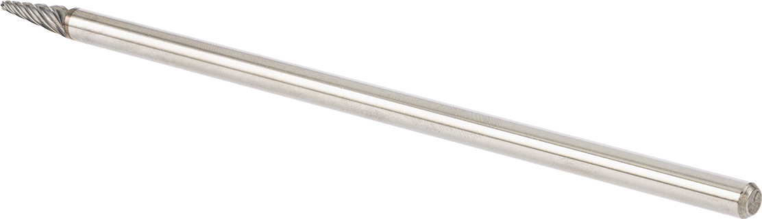 Yumuşak Metaller ve Plastik için Ekstra Uzun Frez, Yuvarlak Konik, 1/4" Baş Çapı