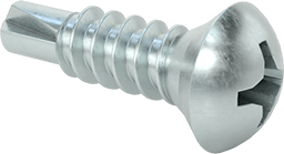 Metal için Oval Başlı Delme Vidaları, Çinko Kaplı Çelik, Numara 6 Vida Boyutu