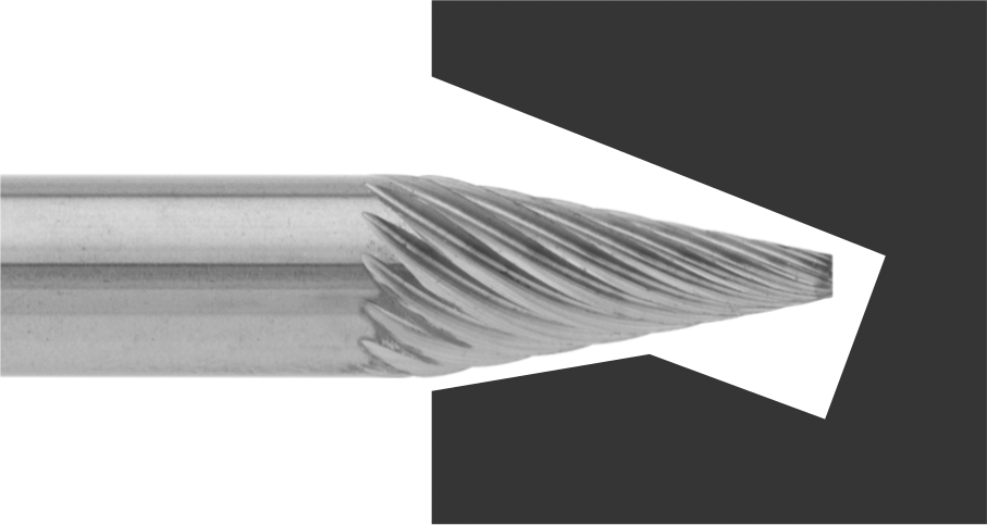 Yüksek Hızlı Çelik Frez, 1/4" Çaplı Şaftlı, Sivri Konik, 1/2" Baş Uzunluğu