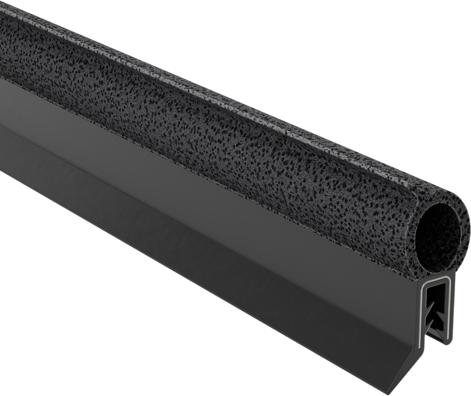 Suya ve Hava Koşullarına Dayanıklı Kauçuk Takmalı Kenar Contası, Üstte Ampul, İçi Boş, 1/16"- 5/64" Kenar için, 1-11/32 Yükseklik — İçi B…