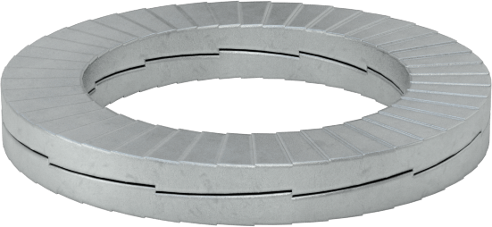 Çinko Pul Kaplamalı Çelik Kama Kilit Pul, Aşırı Titreşime Dayanıklı, M30 ve 1-1/8" Vidalar için, 1.85" Dış Çap