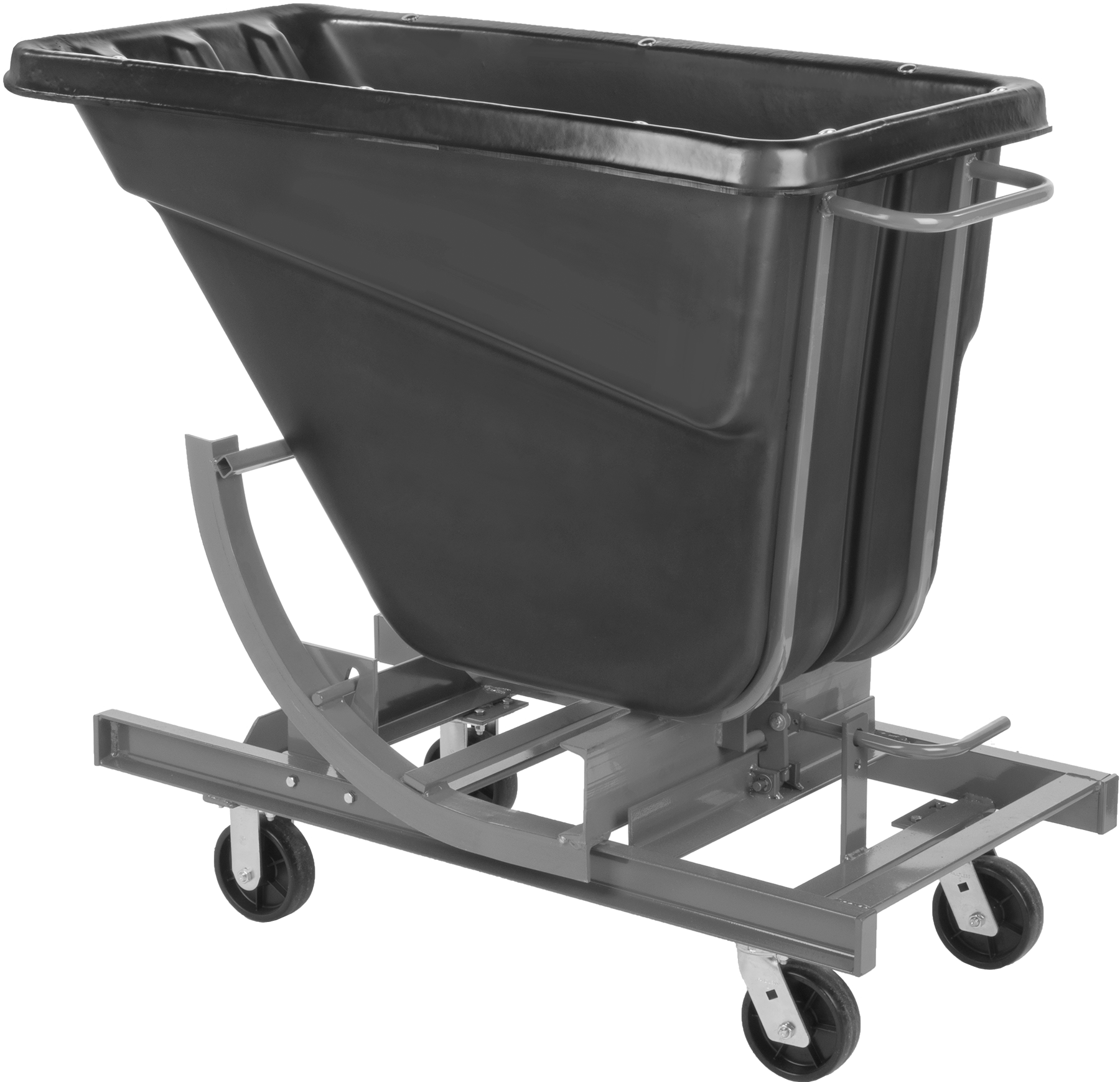 Mobil Polietilen Hazne, Toz Boyalı Çelik Çerçeveli, 750 lbs. Toplam Kapasite — Çekirdek Üzerindeki Diş, Plastic, Polyethylene, 26 1⁄4"