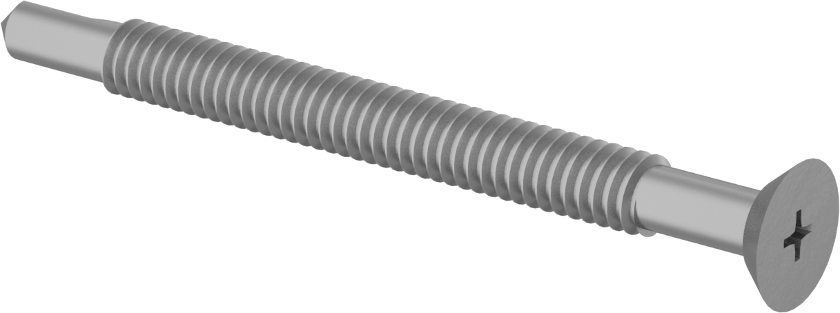 Paslanma ve Aşınmaya Dayanıklı Alaşımlı Çelik Delme Vidaları, Phillips, Havşa Başlık, 1/4" Boyut, 3" Uzunluk — Düz, 1/4", 3"