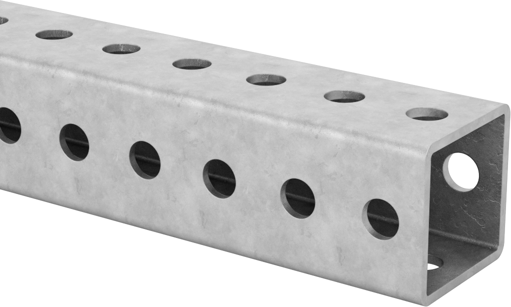 Cıvatalı Çelik Çerçeve Rayı, Galvanizli, 1-3/4" Kare, 0.105 inç Duvar Kalınlığı