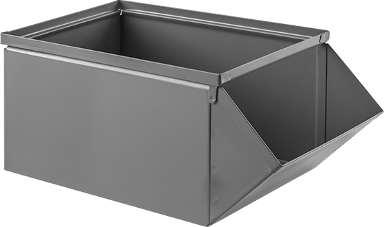 12" x 9-1/2" Ekstra Büyük İstiflenebilir Kutu Rafı için Önü Açık Kutu — 12", Çelik, 9 1⁄2"