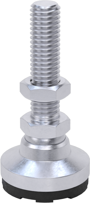 Dişli Saplamalı Döner Seviyeleme Montaj Parçası, Nikel Kaplı Çelik, Yastık, M8 x 1.25 mm Boyut, 32 mm Diş Uzunluğu
