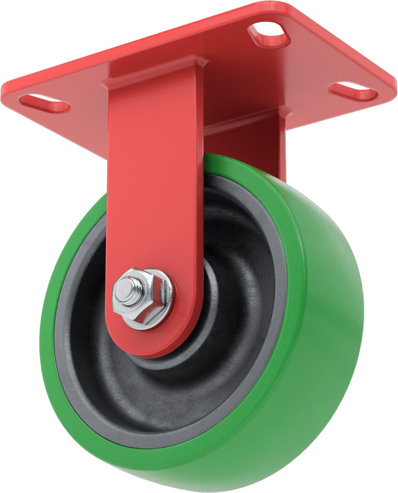 6-1/2" x 4-1/2" Plakalı Yüksek Kapasiteli Kingston Tekerlek, 6 inç Çapında Yeşil Poliüretan Tekerlekli Sert — 6", Levha, Sert