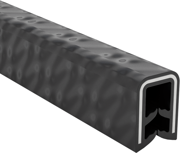 Güçlendirilmiş Kenar Çıtası, EPDM Kauçuk, 15/64" Genişlik x 31/64" İç Yükseklik