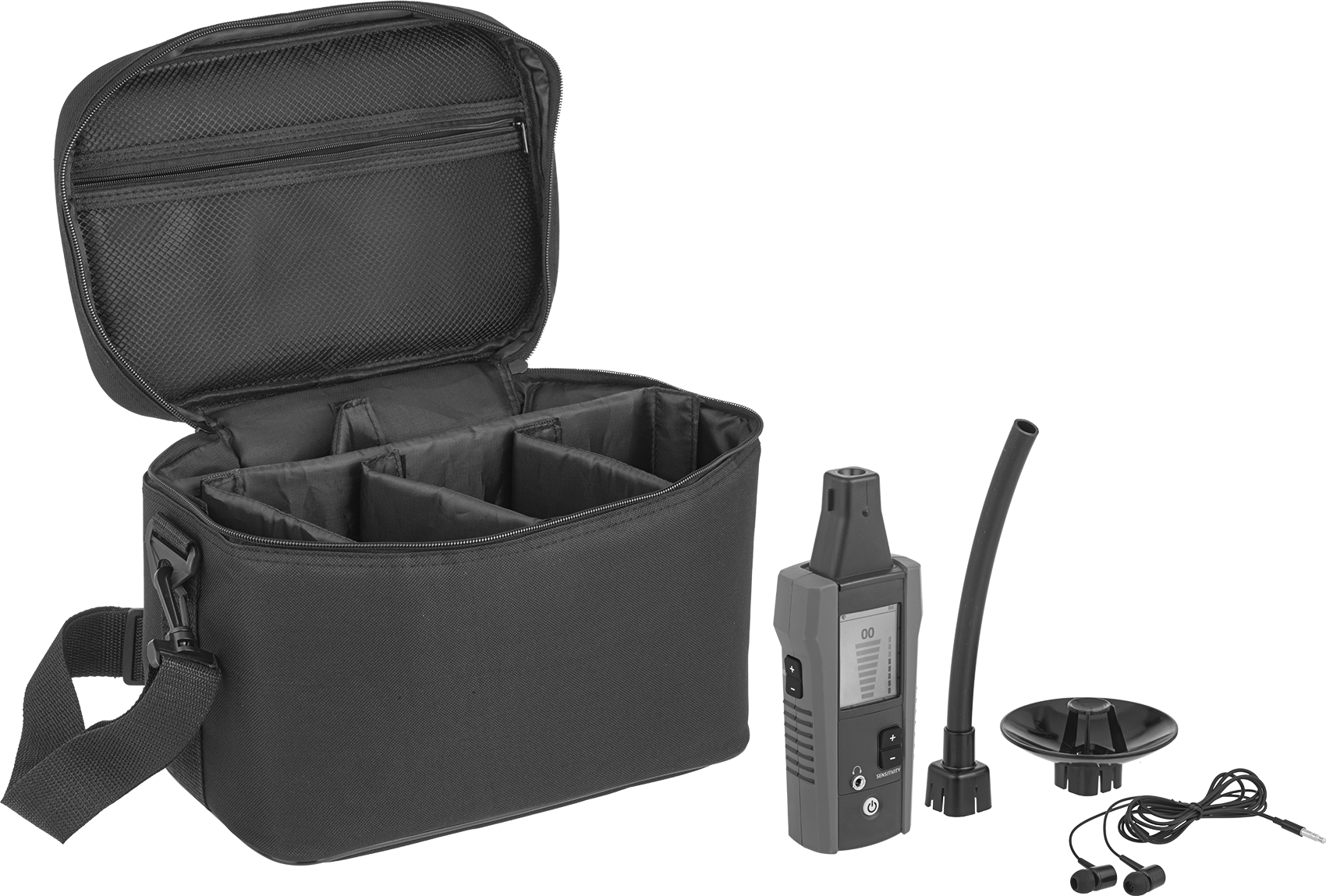 Ultrasonik Gaz Kaçağı Dedektörü, LCD Ekranlı — -, Pil, Sesli Alarm