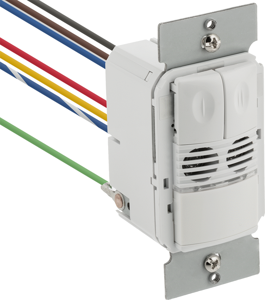 Duvara Monte Hareket Algılayıcı Işık Kontrolü, Kızılötesi/Ultrasonik Sensör ve 2 Açma/Kapama Anahtarı, Beyaz — 120V AC, 240V AC, 277V AC,…