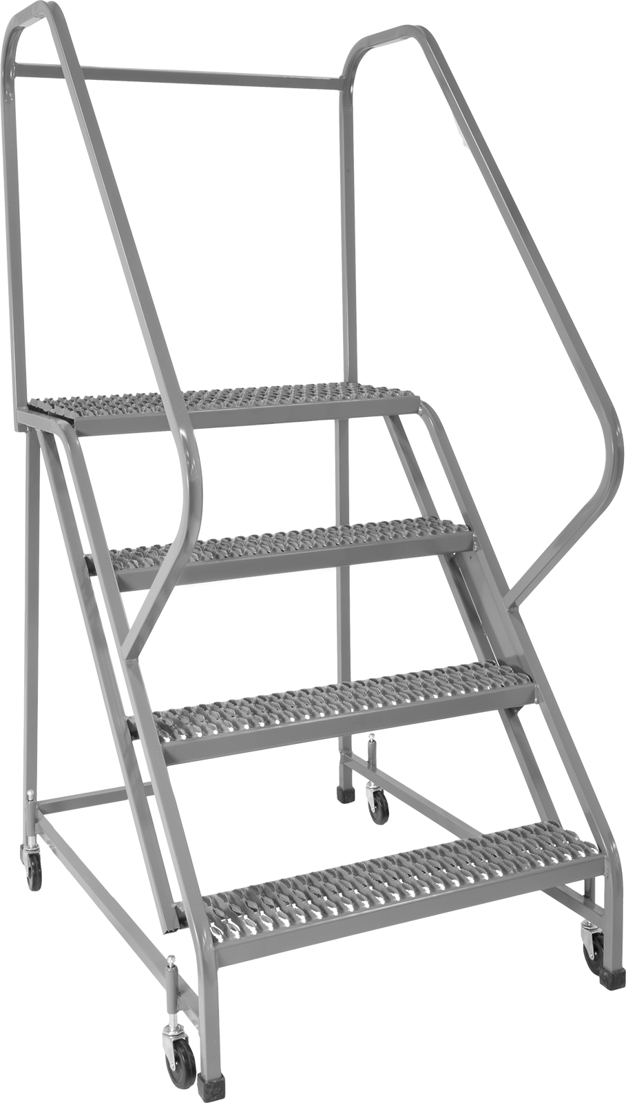 Kolay Tırmanma Tekerlekli Platform Merdiveni, Tekerlekli, Tırtıklı Basamaklar, 5'10" Yükseklik x 34" Genişlik x 44" Derinlik — 40", 30", 4