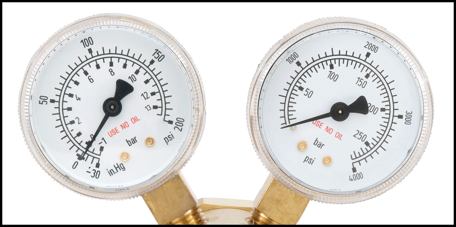 Yüksek Saflıkta Tank Montajlı Basınç Düzenleme Vanası, CGA 320 Ngo Dişi Giriş, Pirinç Gövde, 2 Kademeli, 0-125 PSI