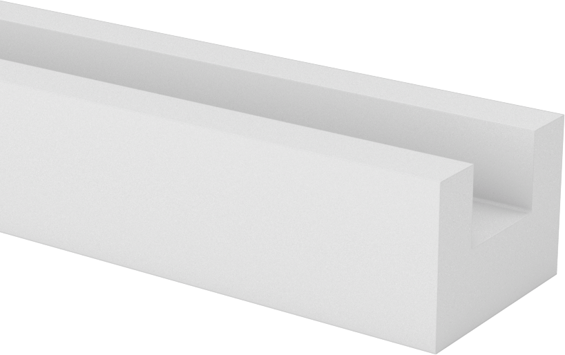 Kaygan UHMW Polietilen U-Kanal, 1" Dış Genişlik x 3/4" Dış Yükseklik