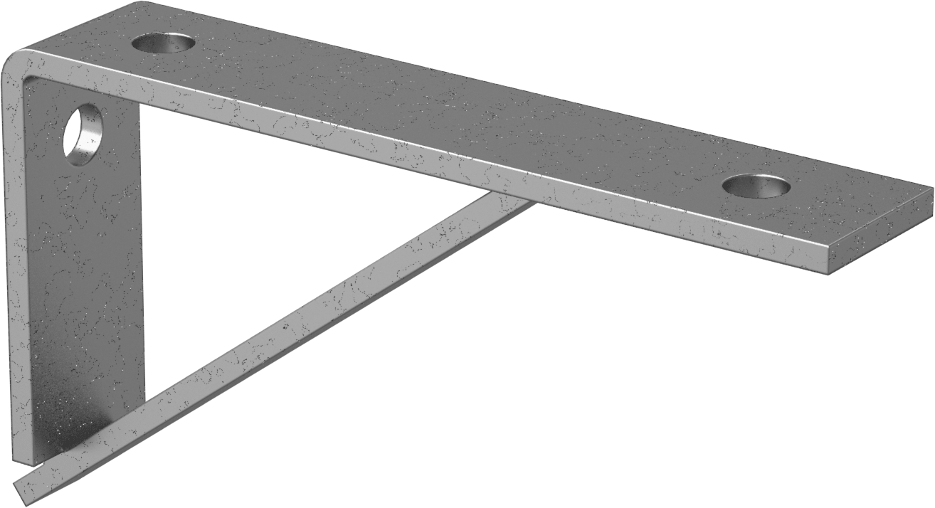 Strut Kanalı Raf Braketi, Galvanizli Çelik, 8-1/2" Uzunluk
