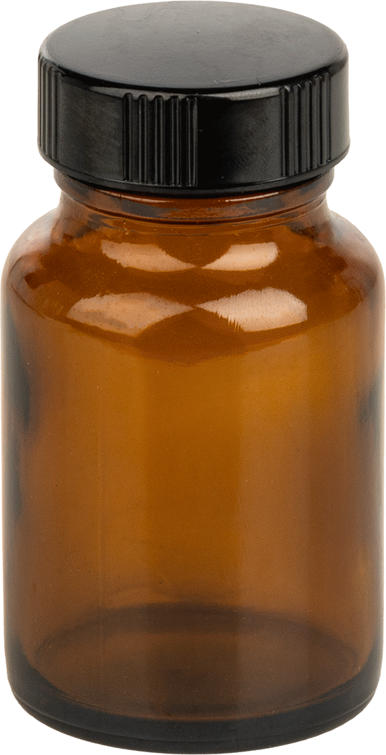 Kehribar Rengi Cam Kavanoz, Kaplamalı Kağıt Contalı, 2 FL oz/60 ml Kapasite, 1-3/4" Çap — Glass, Paper, Phenolic, Plastic, Soda-Lime Glas…