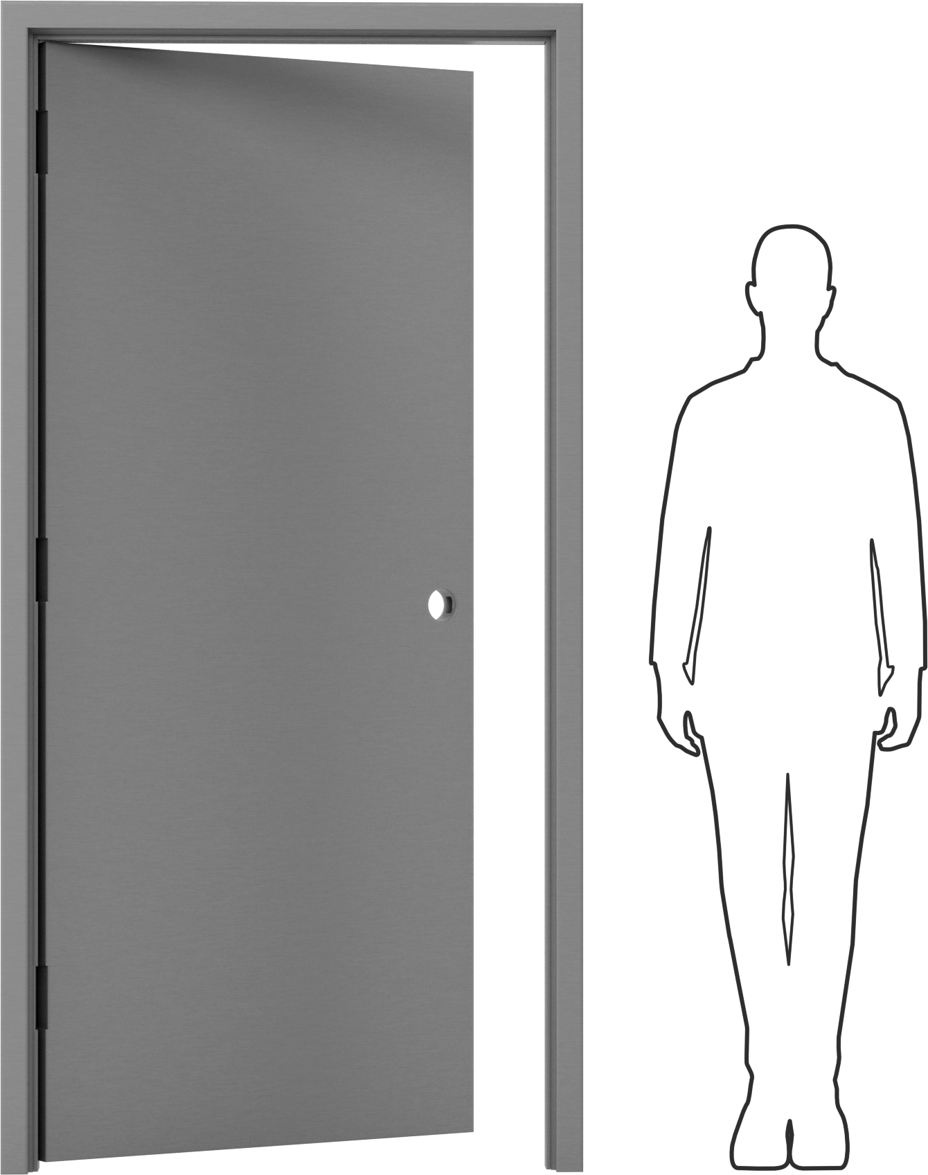 Ses Emici Tek Kapı, Sol Kapı Açılımı için, 36 inç Genişlik x 80 inç Yükseklik Çerçeve Açıklığı