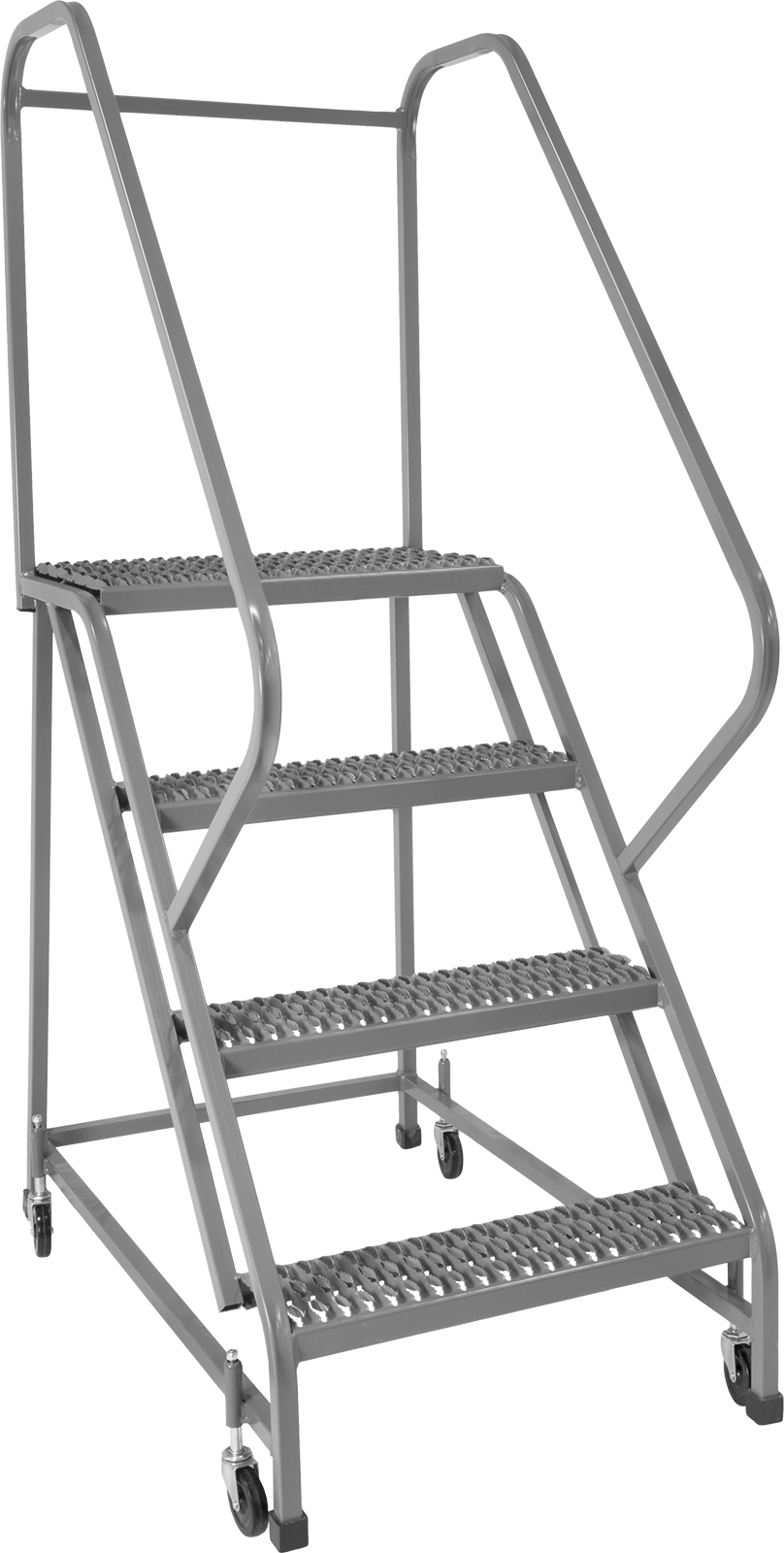 Kolay Tırmanma Tekerlekli Platform Merdiveni, Tekerlekli, Tırtıklı Basamaklar, 5'10" Yükseklik x 28" Genişlik x 44" Derinlik — 40", 24", 4