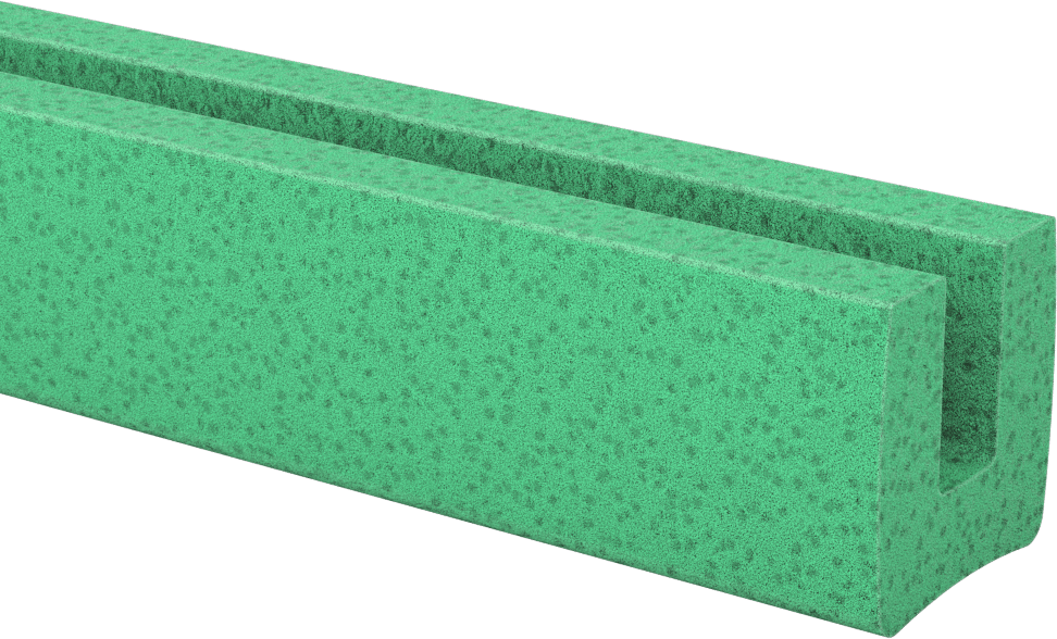 Süper Yastıklama Köpük U-Kanal, 1/2" Duvar Kalınlığı, 1-1/2" x 1-1/2" Dış Boyut