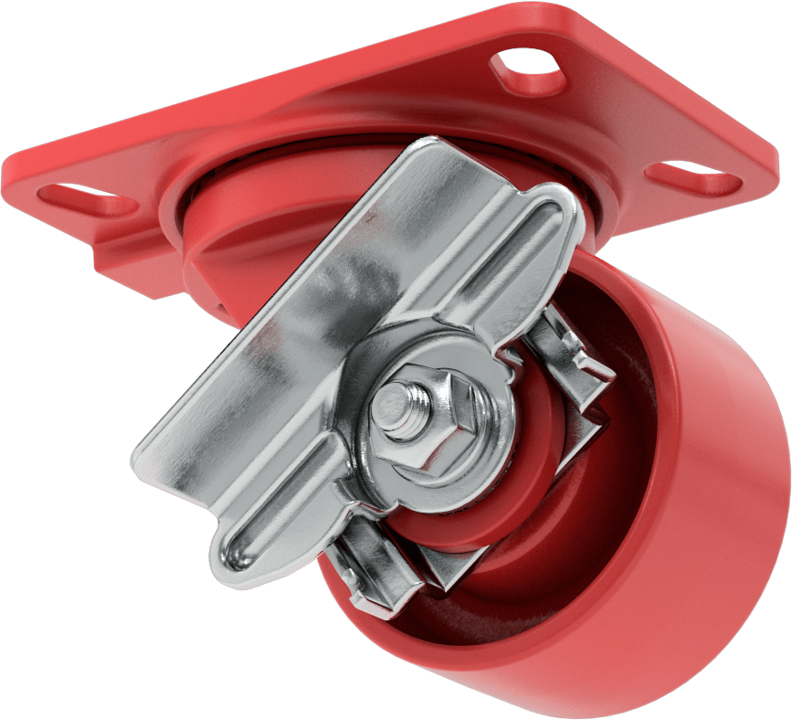6-1/2" x 4-1/2" Plakalı Yüksek Kapasiteli Kingston Tekerlek, Frenli ve 4" Çapında Metal Tekerlekli Döner Tekerlek