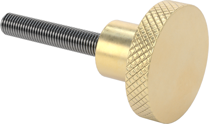 Pirinç Topuz, 5/16"-24 Dişli 1-3/4" Uzunlukta Saplamalı, 1-1/2" Başlık Çapı — 5⁄16"-24, 1 3⁄4", Pirinç