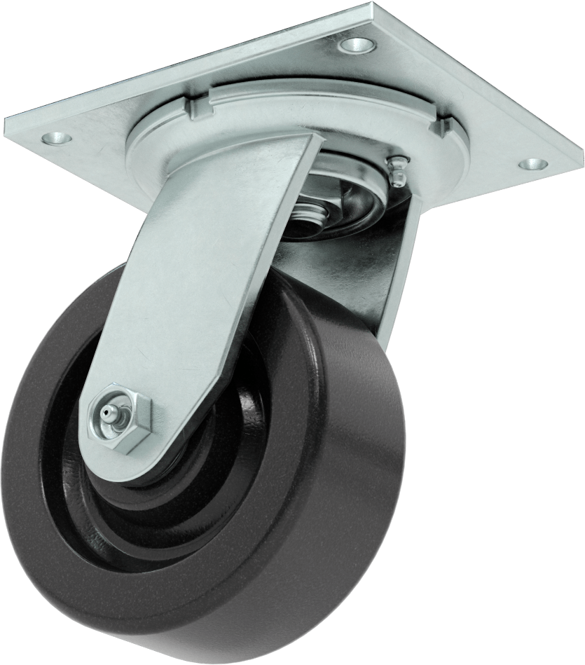 5-1/2" x 5" Plakalı Yüksek Kapasiteli Spartan Tekerlek, Açık Rulmanlı ve 5" Çapında Fenolik Tekerlekli Döner — 5", Levha, Döner