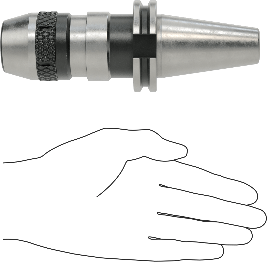 Cat Konik Entegre Milli Matkap Mandreni, Anahtarsız, Cat 40 Konik, 3/32" ila 1/2" Uç Şaft Boyutu için