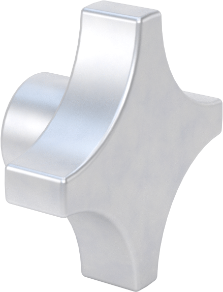 Alüminyum dört kollu topuz, 3/8"-16 Dişli 5/8" Derinliğinde Delikli — 3⁄8"-16, Dört Kol, Alüminyum