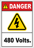 Kaza Önleme Resimli Etiketleri, Tehlike - 480 Volt Mesajı