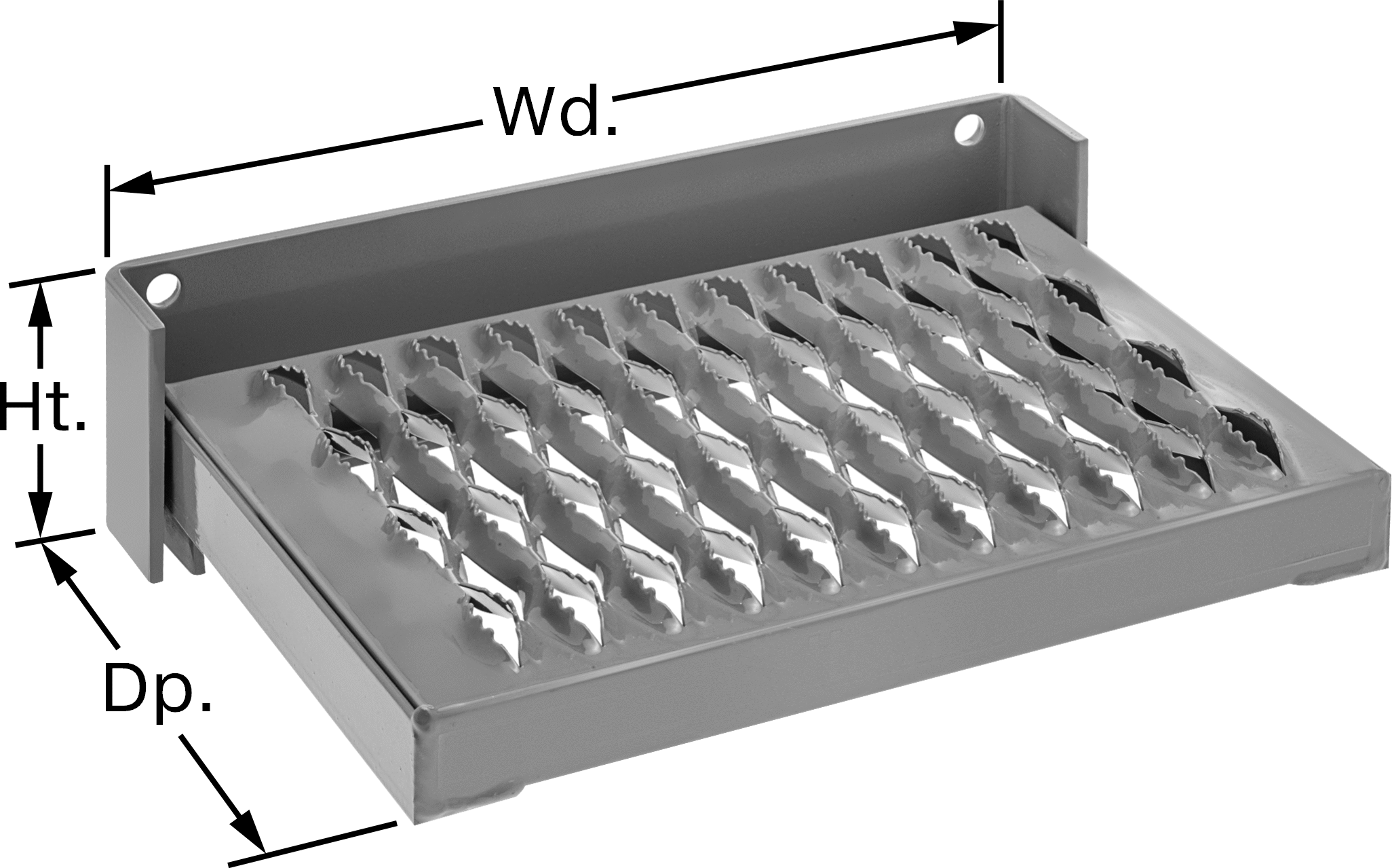 Katlanabilir Basamak, Sarı Toz Boyalı Çelik, 4" Yükseklik x 15" Genişlik Toplam — Tırtıklı, Çelik, 15"