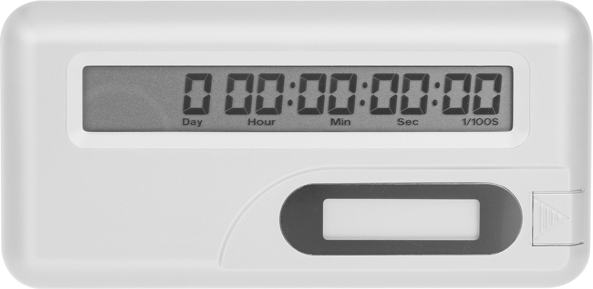 Dijital Zamanlayıcı, Yukarı/Aşağı Sayma ve Saat İşlevleri, 2-7/8" Yükseklik, Gümüş — Pil, Clock, Count Down, Count Up, 3.000 gün