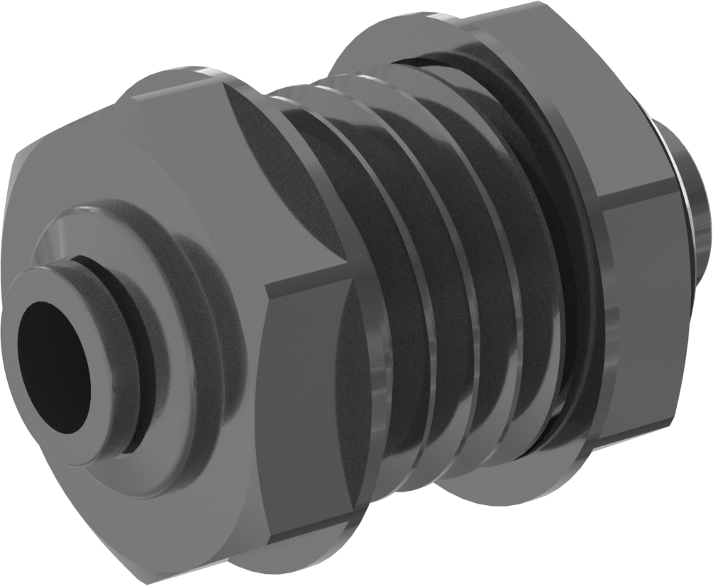 Kimyasallar için Bas-Bağlan Boru Bağlantı Parçası, PVDF Duvar Geçiş Adaptörü, 5/16" Boru Dış Çapı için — 5⁄16", Düz, FEP, Fluoroelastomer…