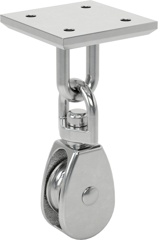Yatay Çekme için Halatlı Montajlı Kasnak, Demir, 1/4" Çap için