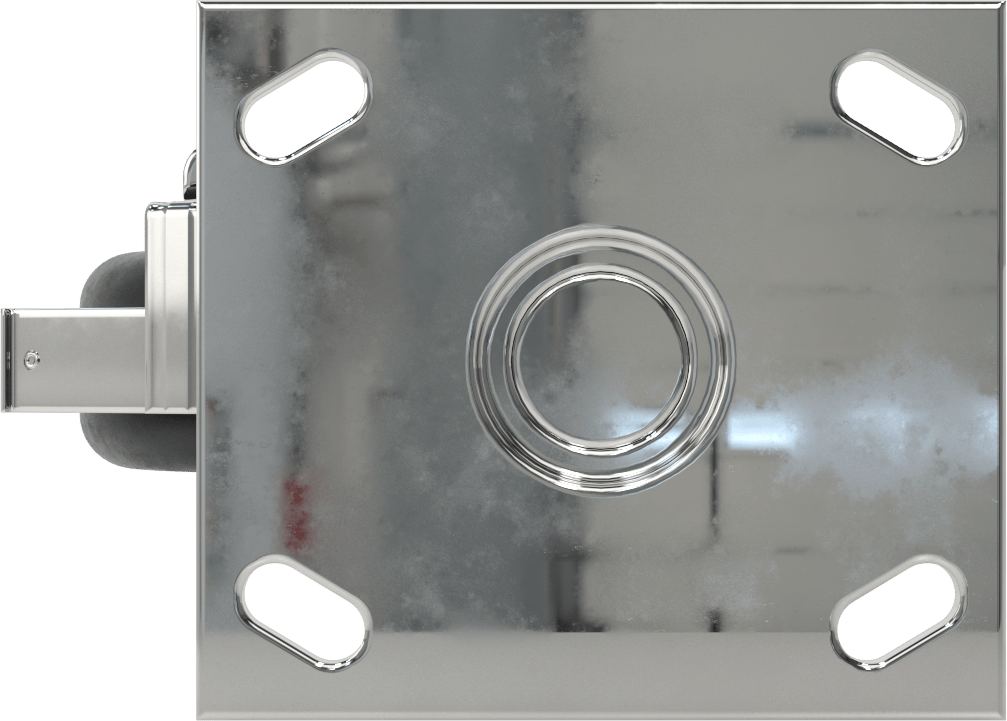 4-1/2" x 4" Plakalı Parlak Yüzeyli Tekerlek, Frenli ve 4" Çapında Kauçuk Tekerlekli Döner Tekerlek