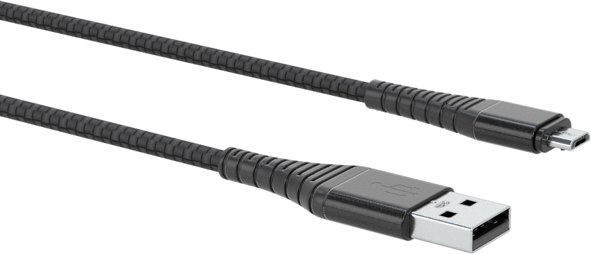 Uzun Ömürlü USB Kablosu, A Fiş x Mikro-B Fiş, 1-1/2 Fit Uzunluk, Siyah