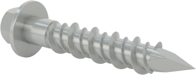 Duvar ve Beton için Diş Açan Vida, Altıköşe Başlık, Gümüş Kaplı Çelik, 5/16" Vida Boyutu, 1-3/4" Uzunluk