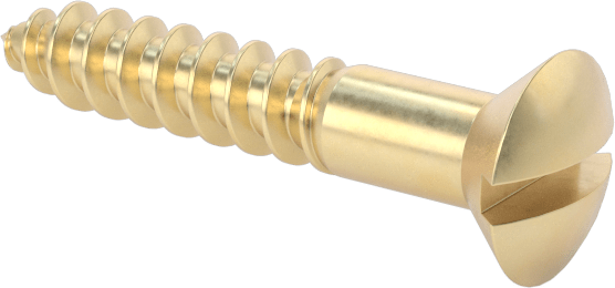 Ahşap için Pirinç Oluklu Oval Başlı Vidalar, 5 Numara, 3/4" Uzunluk — Oval, Yivli, Pirinç