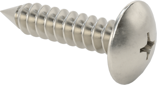 Sac Metal için Ekstra Geniş Yuvarlak Başlı Vidalar, 18-8 Paslanmaz Çelik, 10 Numaralı Vida Boyutu, 7/8" Uzunluk