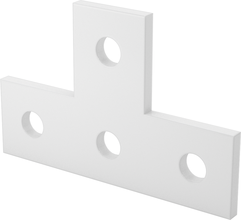 Strut Kanalı Braketi, T, Beyaz Toz Boyalı Çelik, 5-3/8" x 3-1/2"
