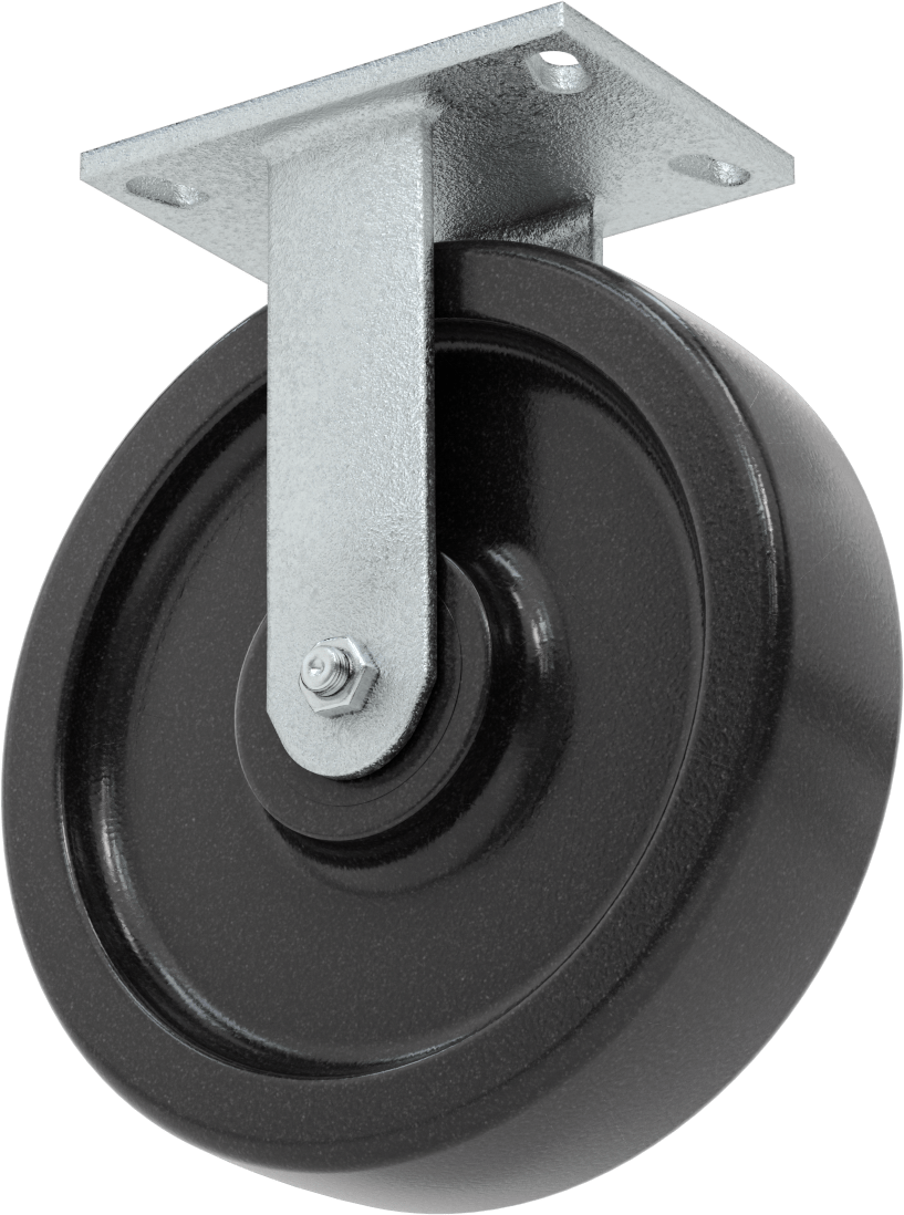 Dövme Çerçeveli Yüksek Kapasiteli Spartan Tekerlek, 6-1/4" x 4-1/2" Plaka, Sabit, 10" Çaplı Fenolik Tekerlek