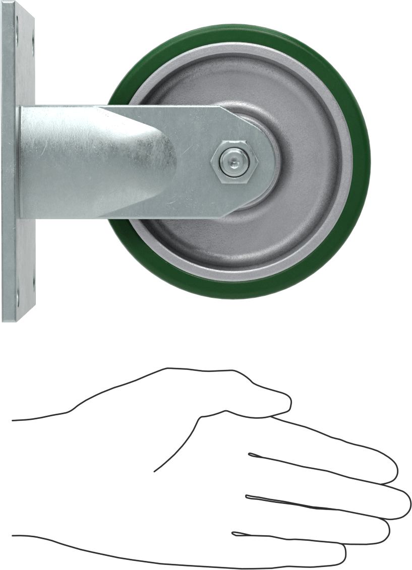 5-1/2" x 5" Plakalı Yüksek Kapasiteli Spartan Tekerlek, 5" Çapında 60D Durometre Poliüretan Tekerlekli Sert