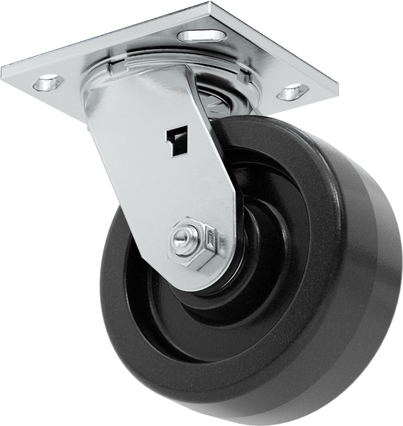 4-1/2" x 4" Plakalı Yüksek Kapasiteli Spartan Tekerlek, 5 inç Çapında Açık Rulmanlı Fenolik Tekerlekli Döner Tekerlek
